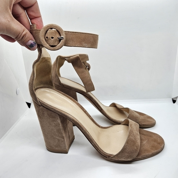 Gianvito Rossi Versilia 100 tan suede ankle strap sandals heels EU 39 - Picture 2 of 14